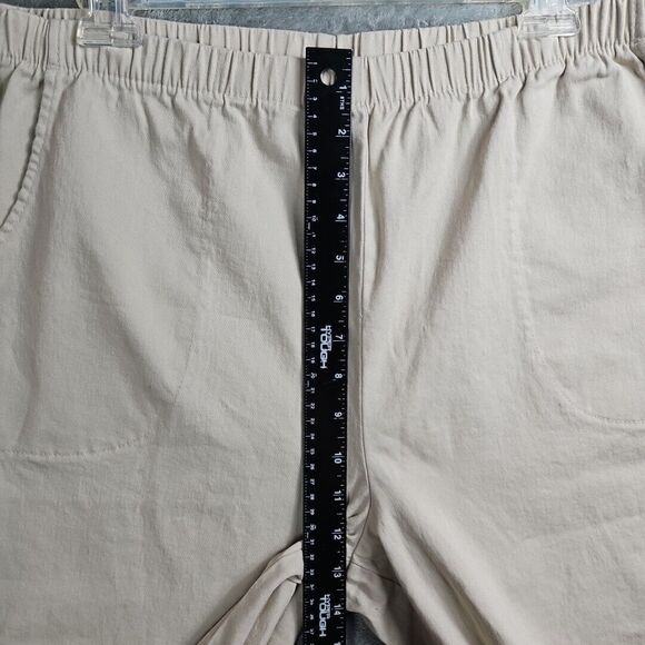 D&Co Cropped Pants Sz Lg Ivory Beige cotton elastane elastic waist stretch pullo - Picture 5 of 10